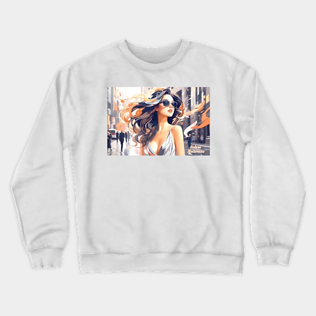 Girl Glamour and Fashion Crewneck Sweatshirt by Andrea Matarazzo